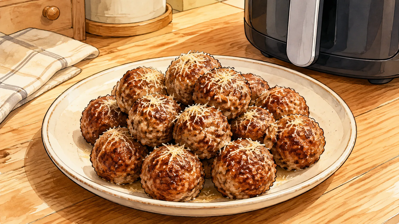 Recette de Boulettes de bœuf au parmesan à l’air fryer