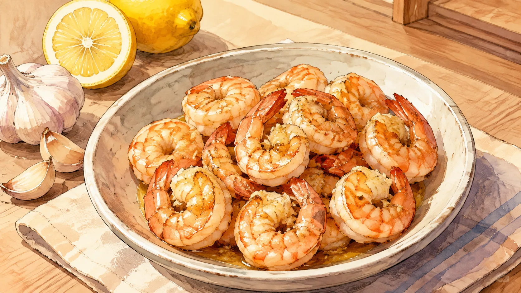 Recette de Crevettes croustillantes à l’ail et au citron à l’air fryer