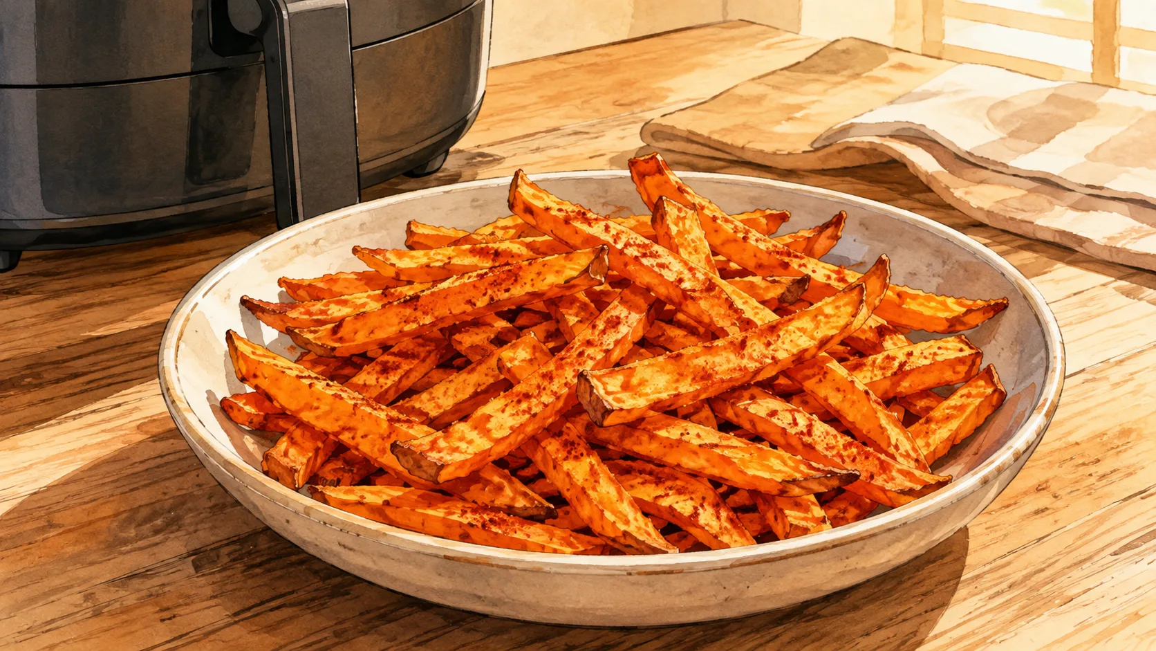 Recette de Frites de patate douce au paprika à l’air fryer