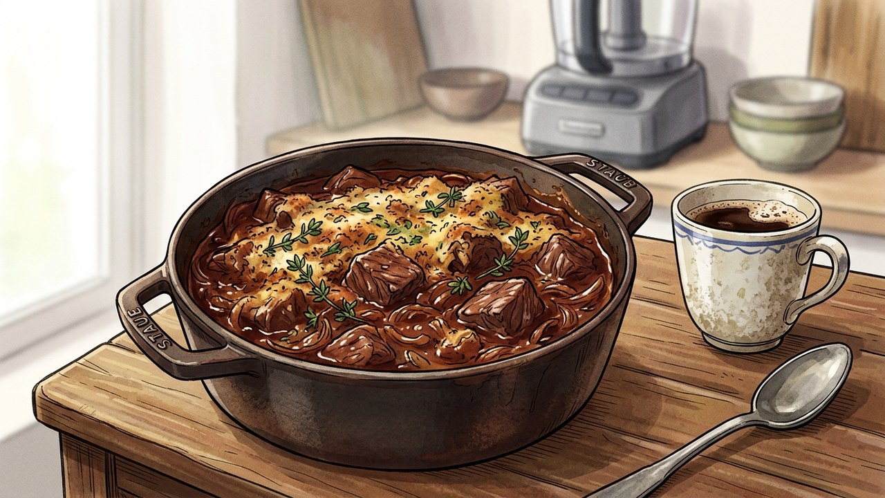 Recette de Carbonnade flamande à la bière brune & pain d'épices