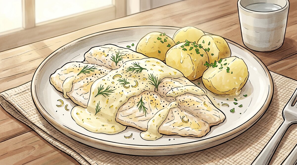 Recette de Colin d'Alaska à la crème de moutarde et citron