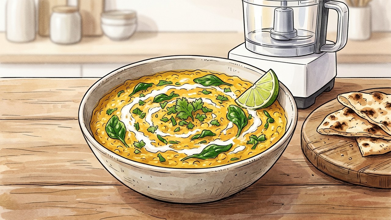 Recette de Dhal crémeux de lentilles corail au lait de coco & épinards