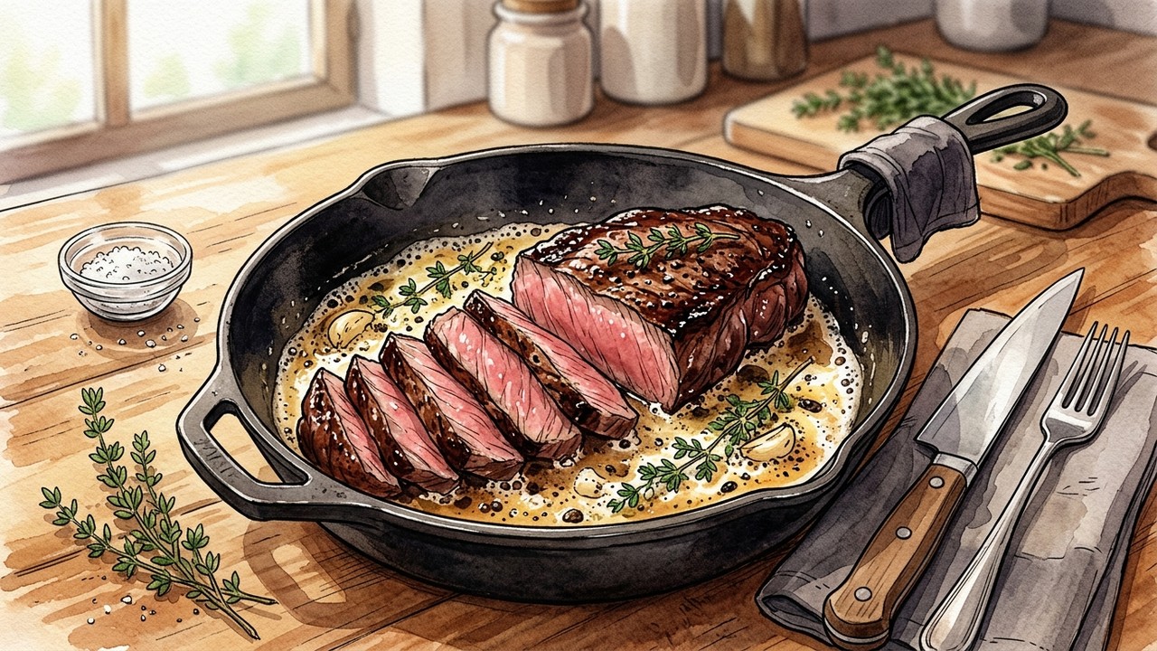 Recette de Faux-filet de bœuf au beurre moussant & thym