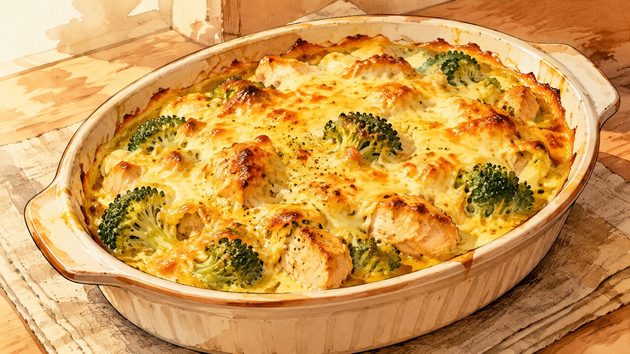 Recette de Gratin de poulet et brocolis