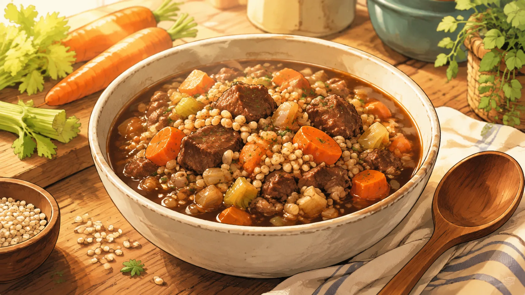 Recette de One pot de bœuf, orge et légumes
