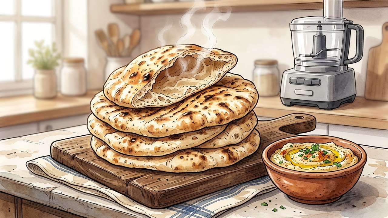 Recette de Pains pita maison gonflés à la poêle