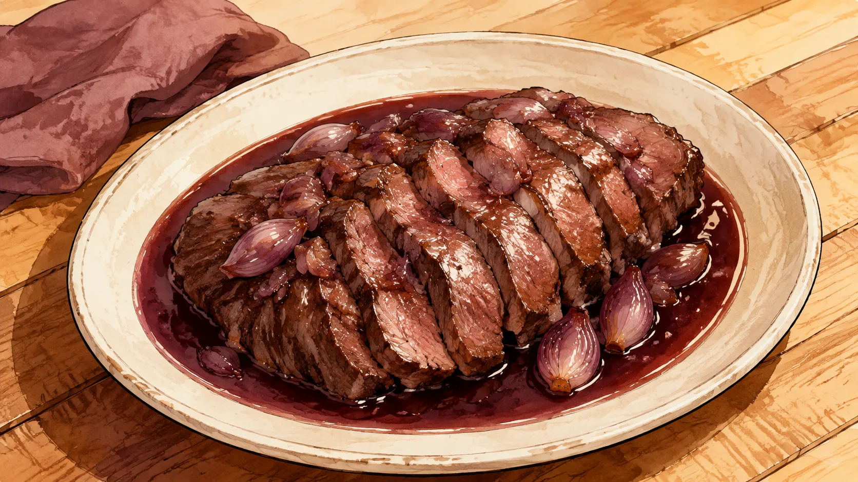 Recette de Paleron de bœuf au vin rouge et aux échalotes sous vide