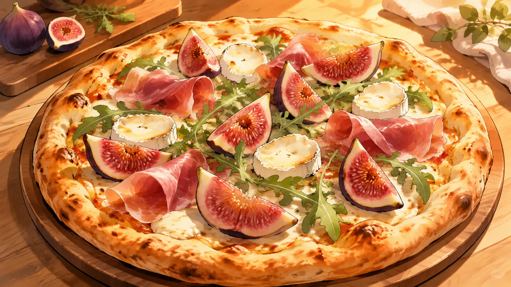 Recette de Pizza figue, jambon cru et chèvre