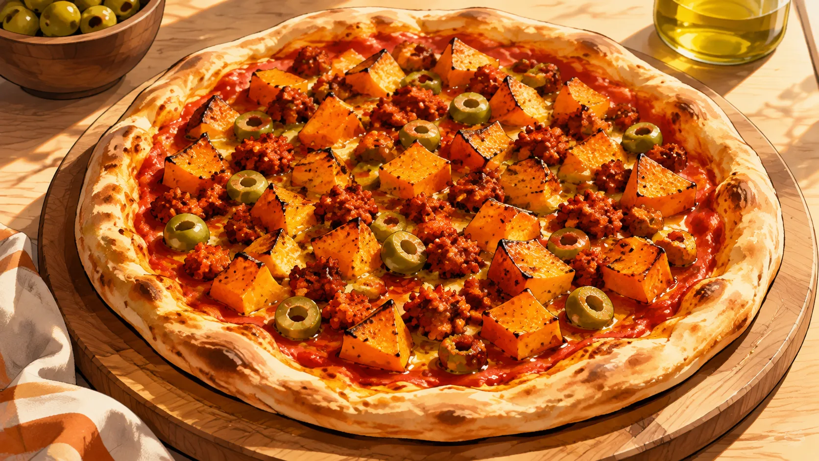 Recette de Pizza vegan courge et nduja végétale
