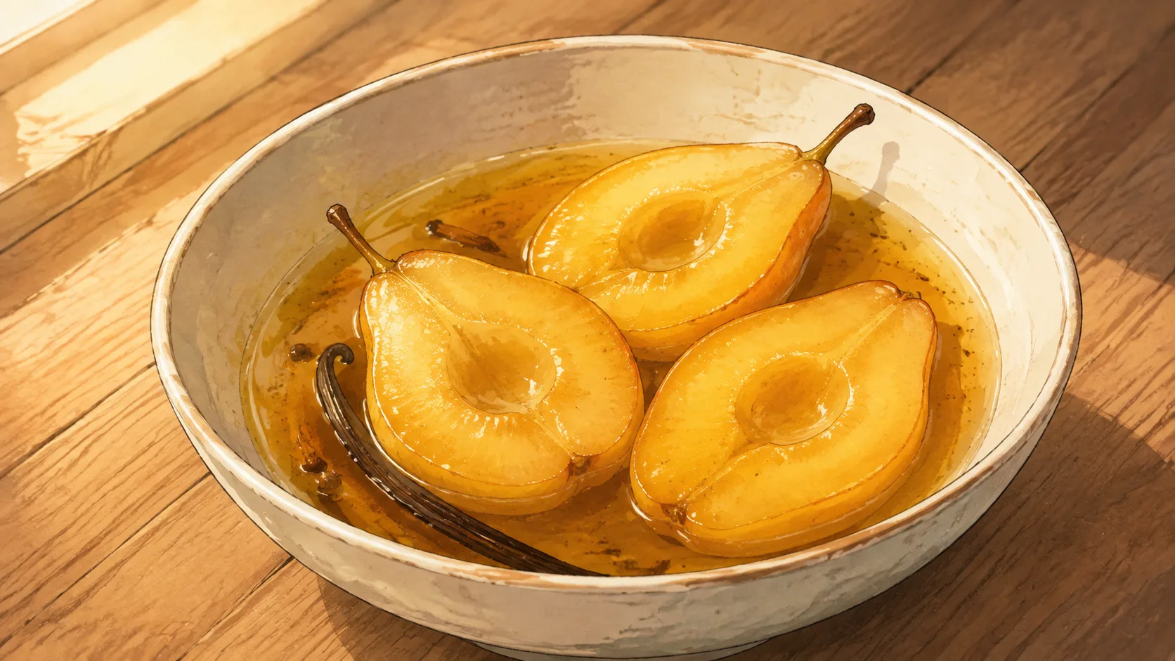 Recette de Poires pochées à la vanille et aux épices sous vide