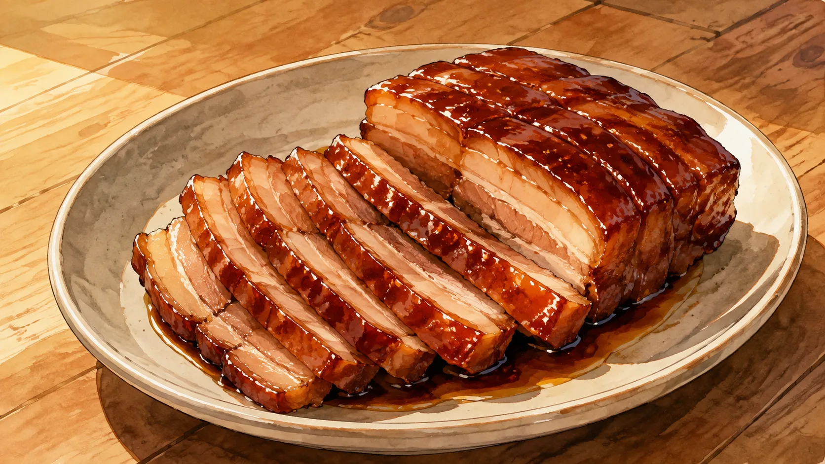 Recette de Poitrine de porc soja, miel et piment sous vide