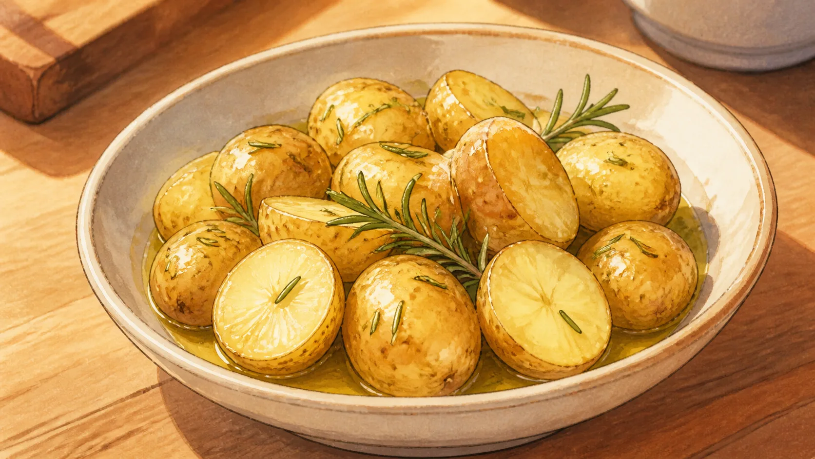 Recette de Pommes de terre grenailles au beurre et romarin sous vide