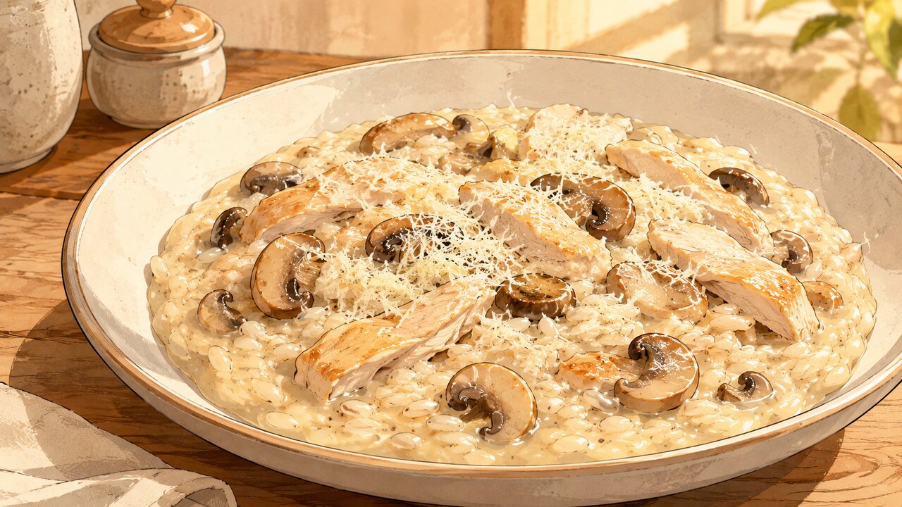 Recette de Risotto au poulet et champignons