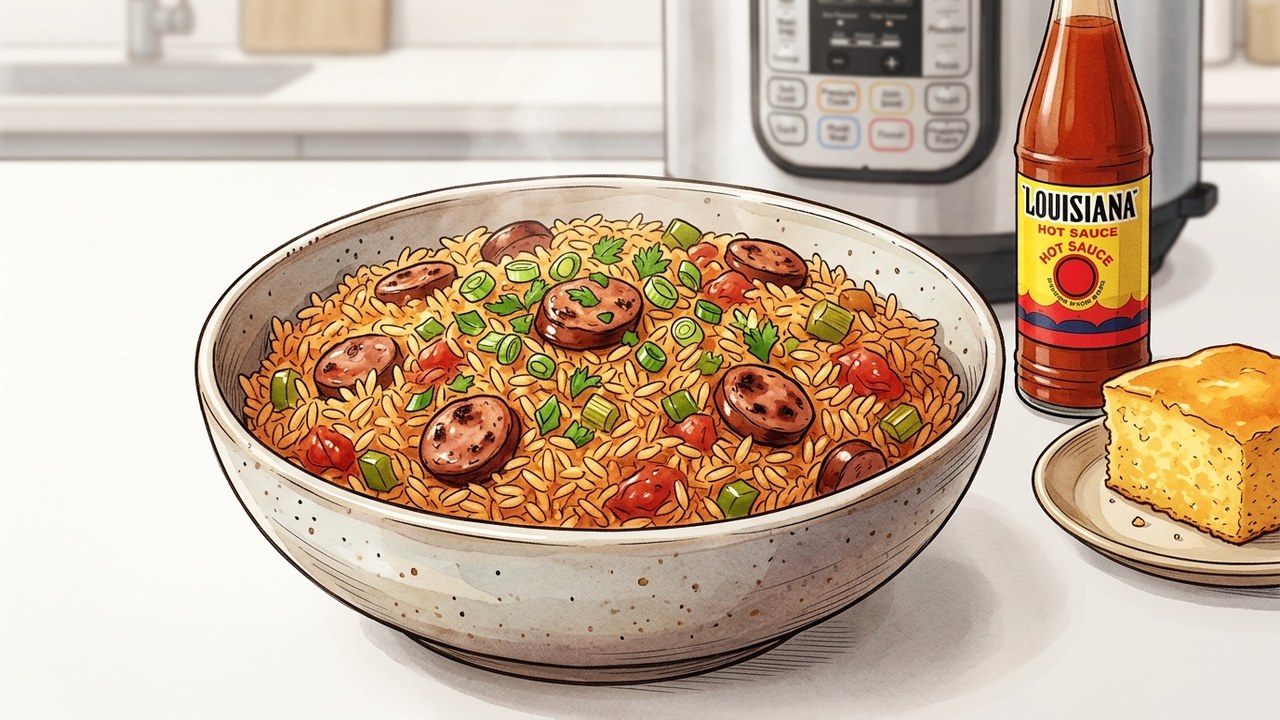 Recette de Riz créole cajun à la saucisse fumée & trinité louisianaise