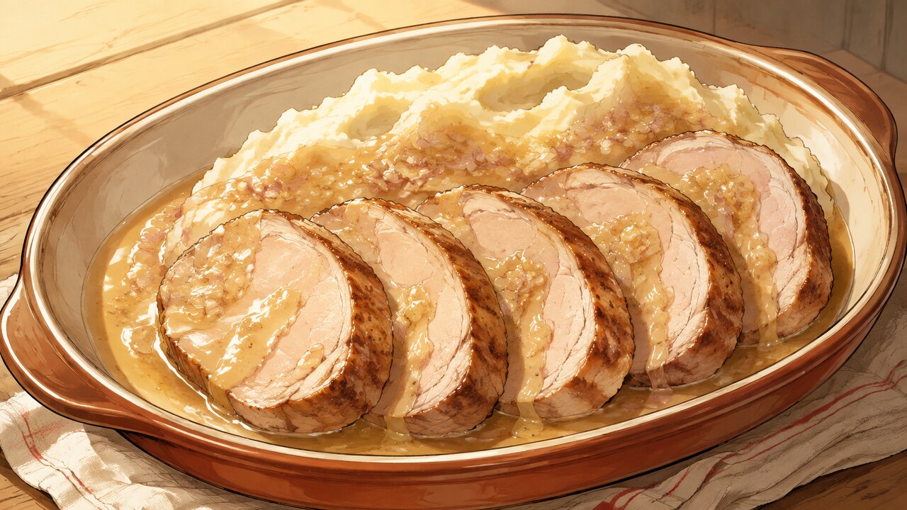 Recette de Rôti de porc sauce échalote