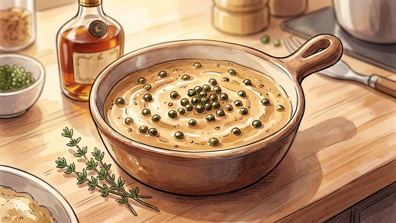 Recette de Sauce au poivre vert & cognac façon bistrot