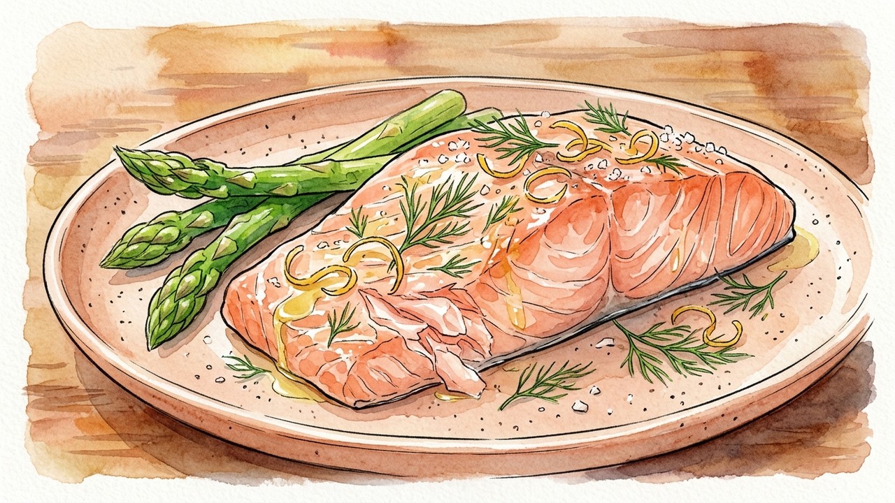 Recette de Pavé de saumon mi-cuit confit à l'aneth & huile d'olive