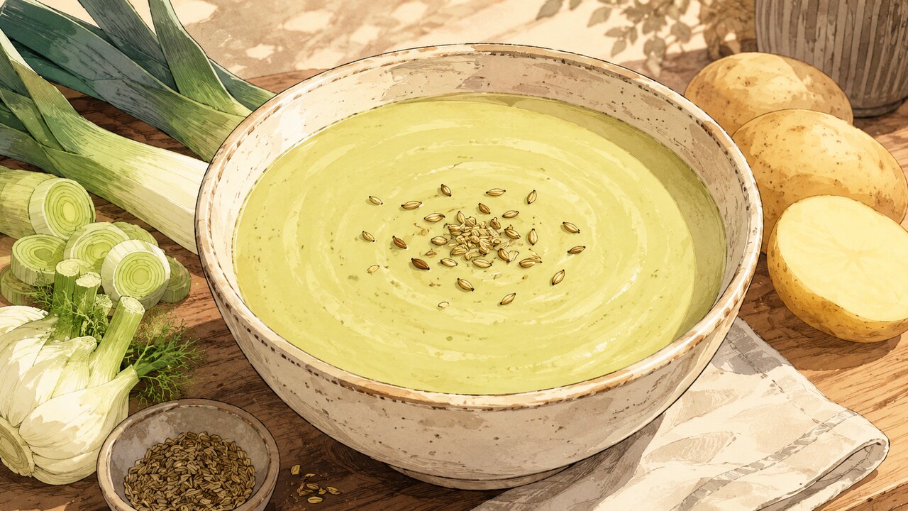 Recette de Soupe poireaux-pommes de terre au fenouil