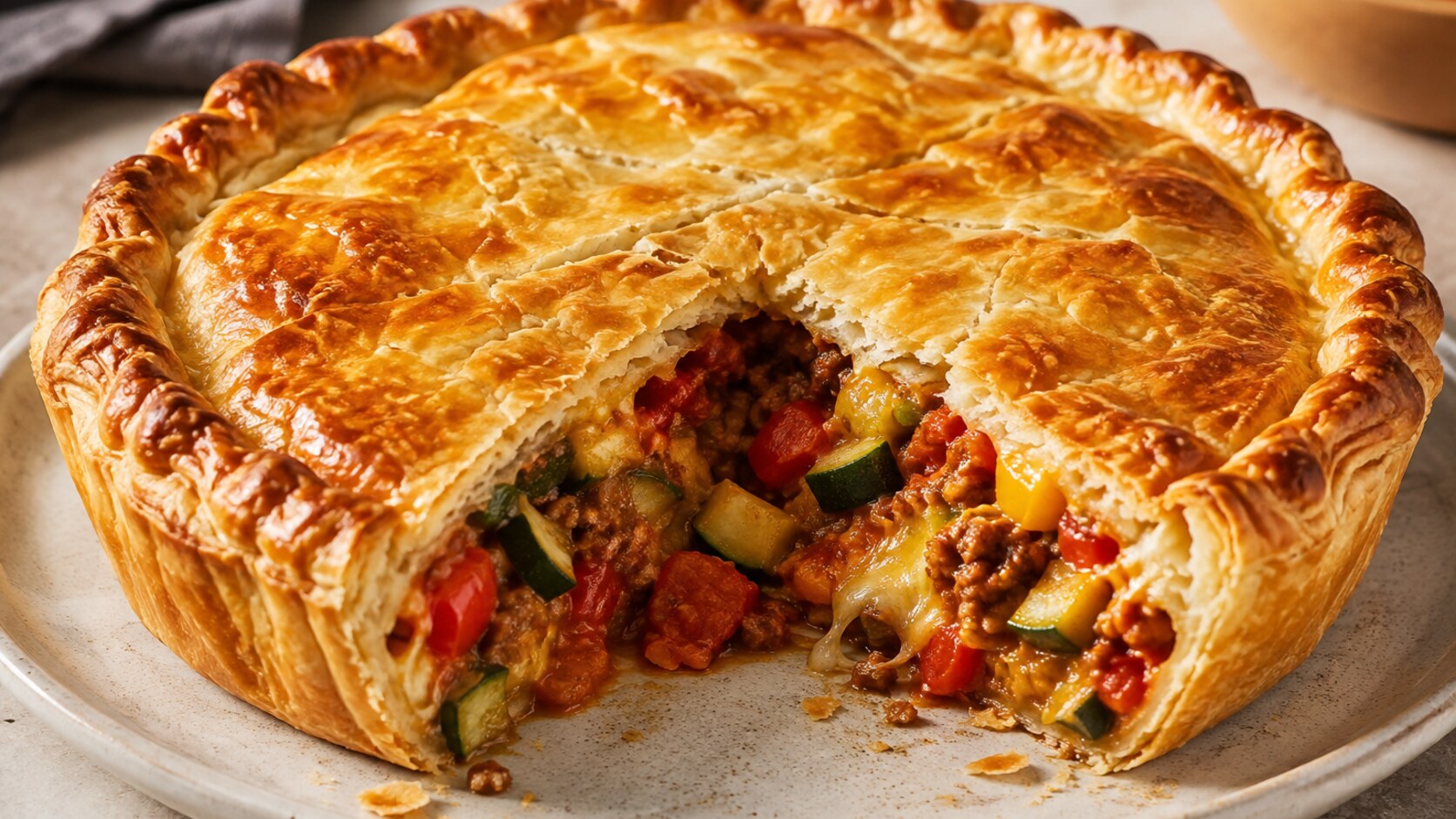 Recette de Tourte aux légumes et bœuf haché